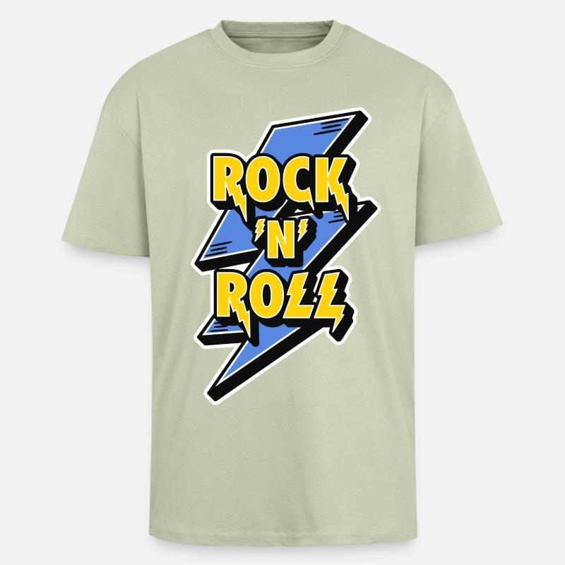 Rock 'N' Roll Lightning Bolt - Oversized Heavyweight Unisex T-Shirt - Leichtes Salbeigrün 