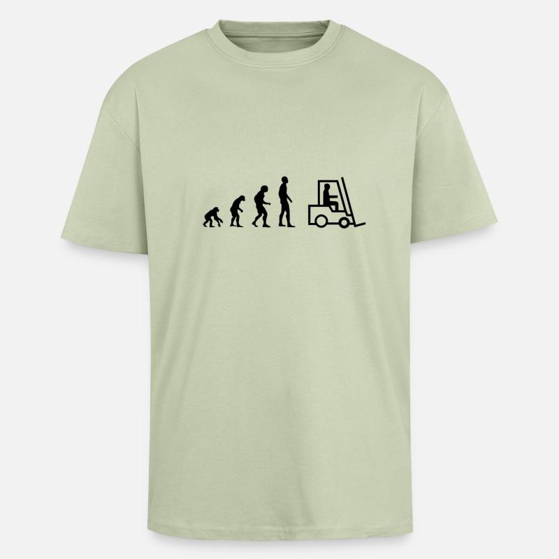 Evolution Staplerfahrer - Oversized Heavyweight Unisex T-Shirt - Leichtes Salbeigrün 