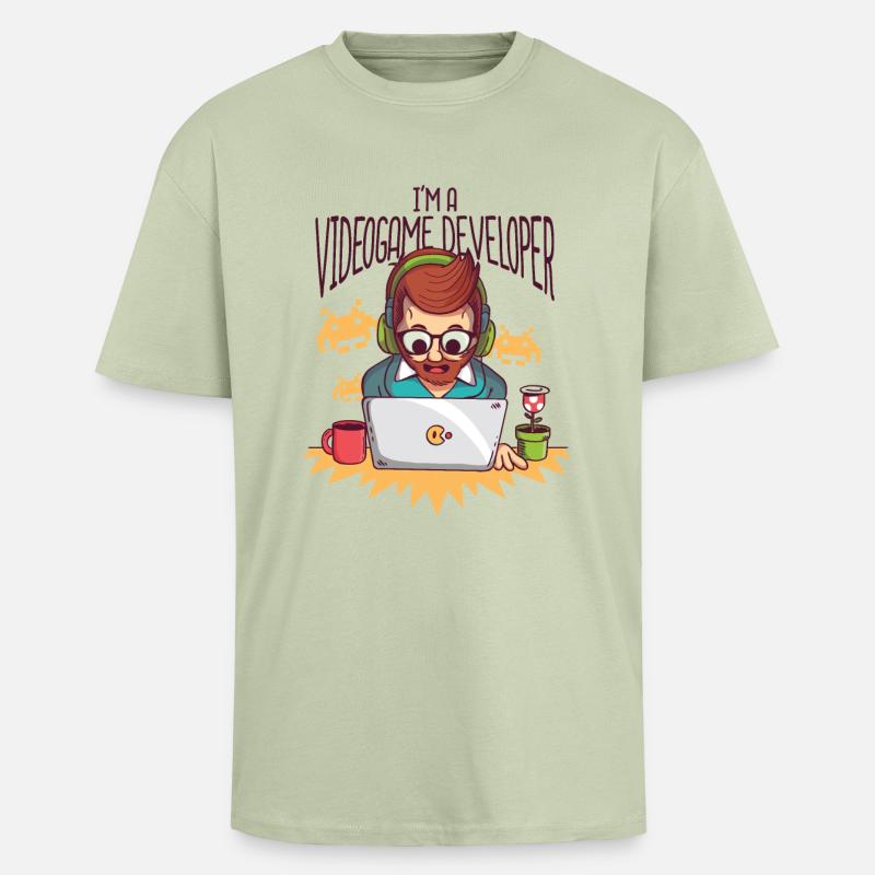 Video Game Developer - Videogame Developer - Unisex Oversized Heavyweight T-shirt - soft salvia 