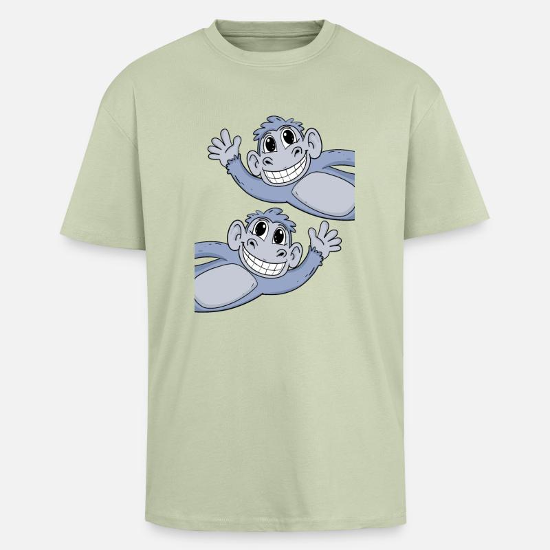 Monkey Monkeys - Unisex Oversized Heavyweight T-shirt - soft salvia 