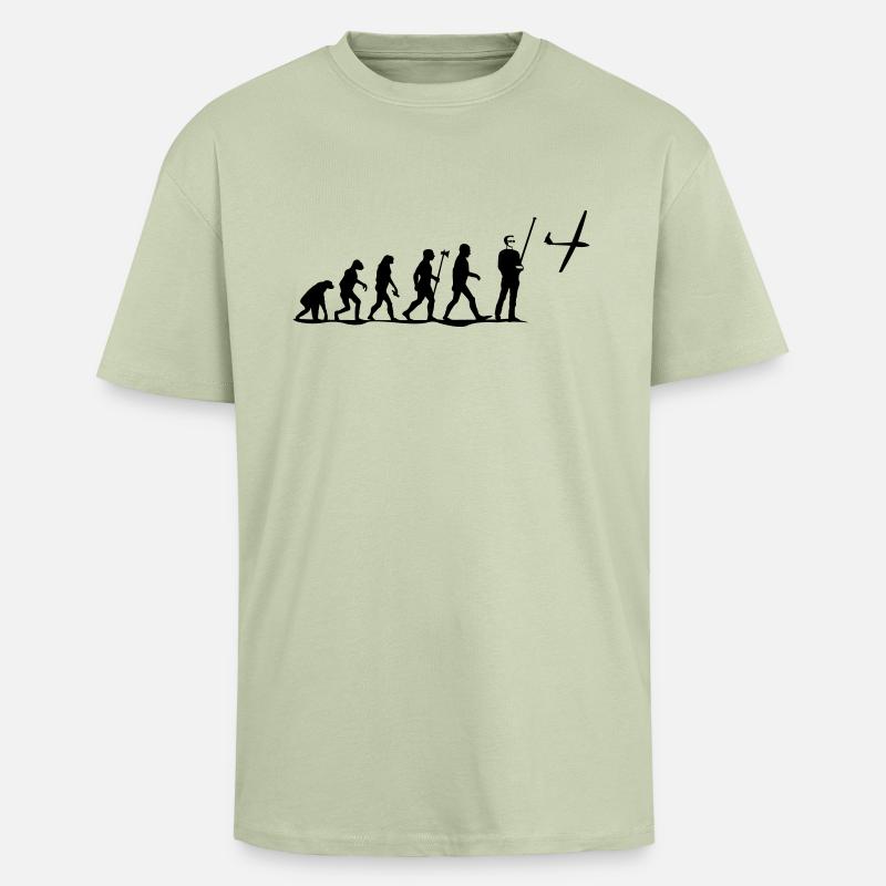 evolution modellfliegen - Oversized Heavyweight Unisex T-Shirt - Leichtes Salbeigrün 