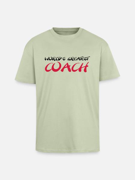 World's greatest Coach - T-shirt unisexe oversize épais - vert sauge léger 