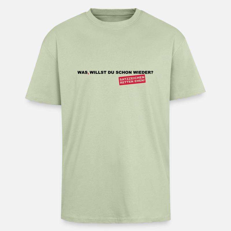 Satzzeichen retten Ehen! - Oversized Heavyweight Unisex T-Shirt - Leichtes Salbeigrün 