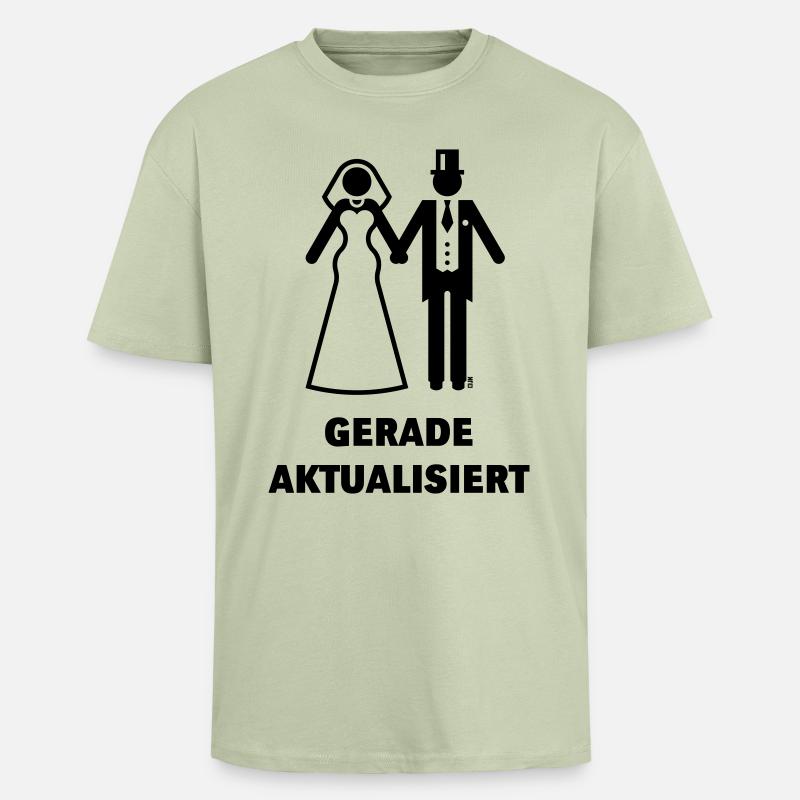 Gerade Aktualisiert (Nerd Flitterwochen Hochzeit) - Oversized Heavyweight Unisex T-Shirt - Leichtes Salbeigrün 