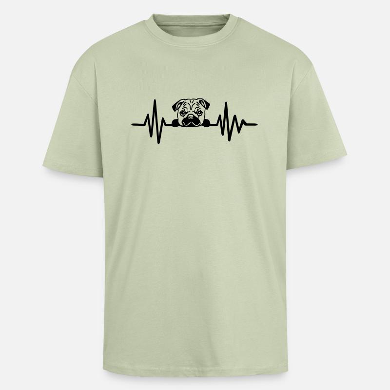 Mops - Oversized Heavyweight Unisex T-Shirt - Leichtes Salbeigrün 