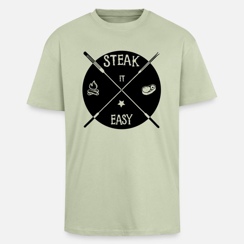 steak it easy_solid - Oversized Heavyweight Unisex T-Shirt - Leichtes Salbeigrün 