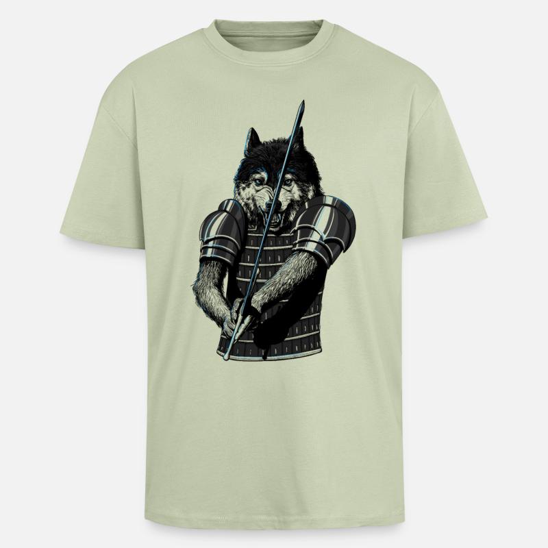 Wolf Duell - Oversized Heavyweight Unisex T-Shirt - Leichtes Salbeigrün 