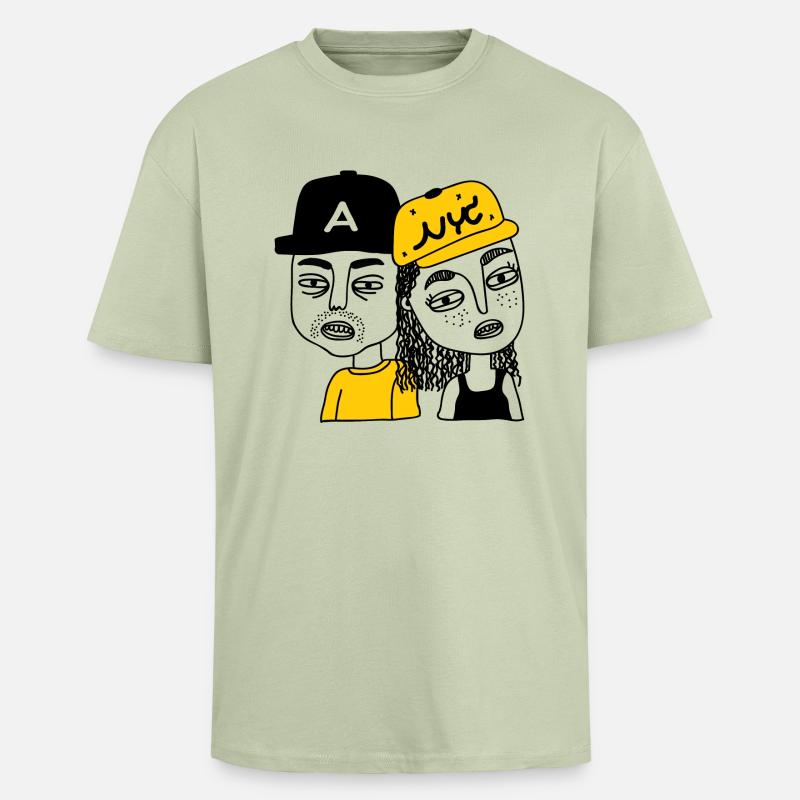 Junge und Mädchen - Oversized Heavyweight Unisex T-Shirt - Leichtes Salbeigrün 