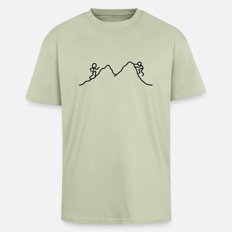 Strichmännchen Kletterer - Oversized Heavyweight Unisex T-Shirt - Leichtes Salbeigrün 
