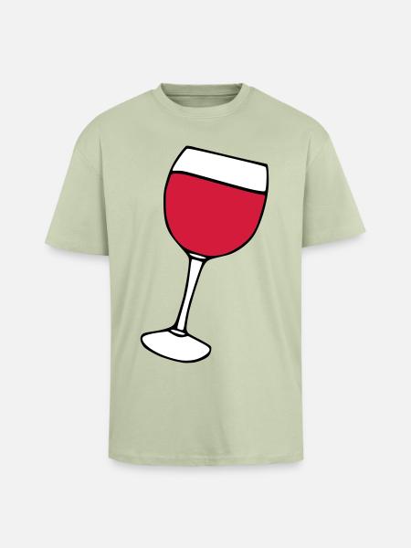 Rotwein im Glas - Oversized Heavyweight Unisex T-Shirt - Leichtes Salbeigrün