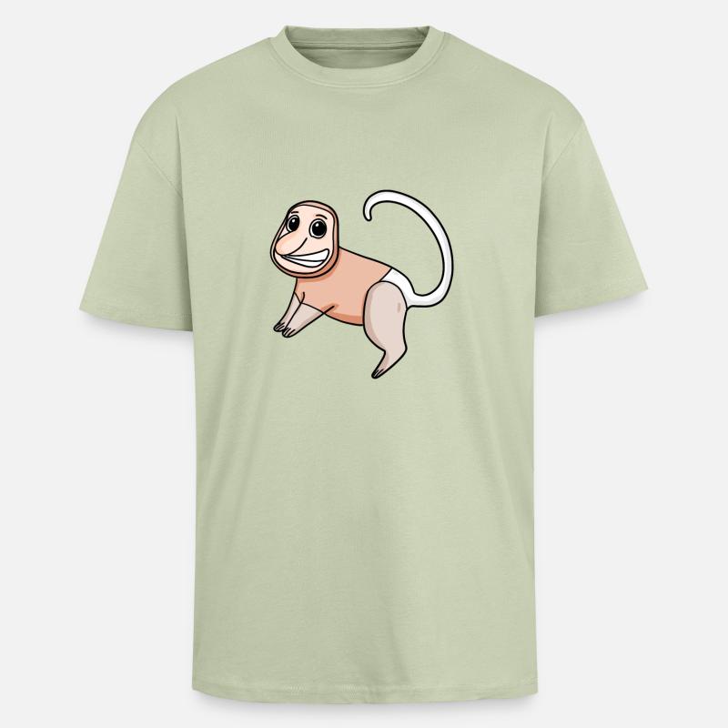 Proboscis Monkey Monkey Monkey - Unisex Oversized Heavyweight T-shirt - soft salvia 