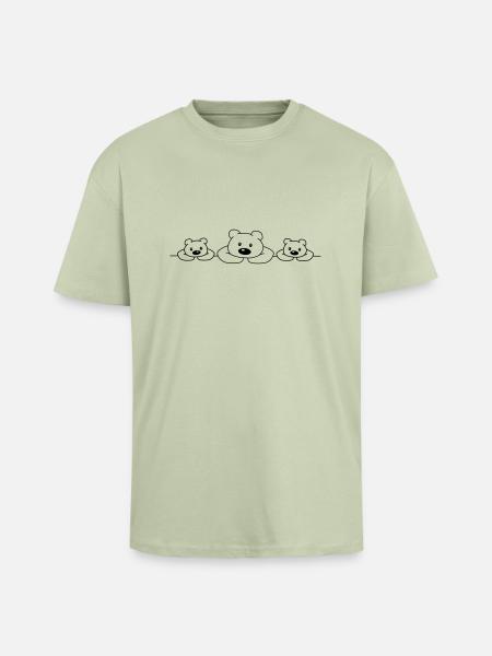 3 Bears - Oversized Heavyweight Unisex T-Shirt - Leichtes Salbeigrün 