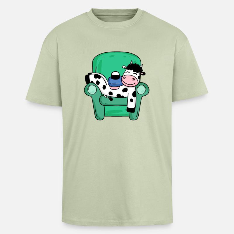Vache - T-shirt unisexe oversize épais - vert sauge léger