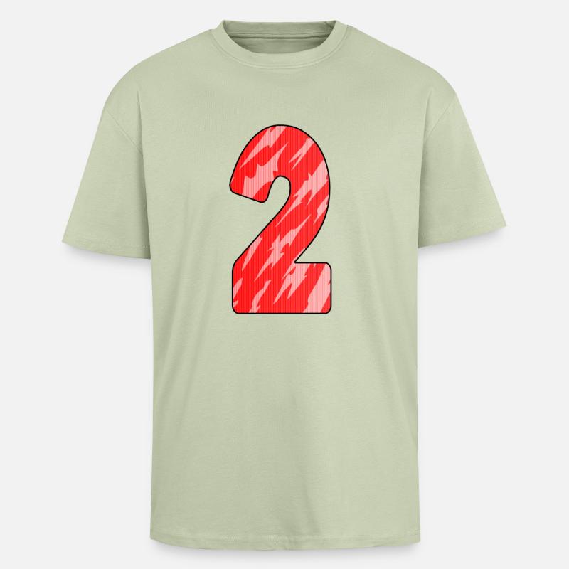 Nummer 2 Rot Muster - Oversized Heavyweight Unisex T-Shirt - Leichtes Salbeigrün 