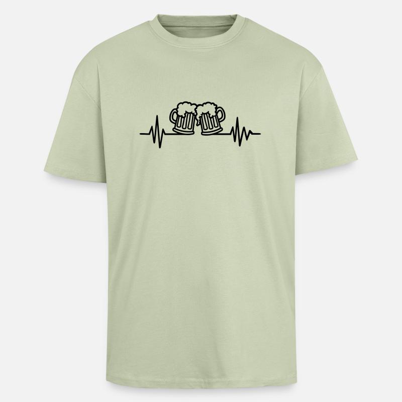 Bière - T-shirt unisexe oversize épais - vert sauge léger