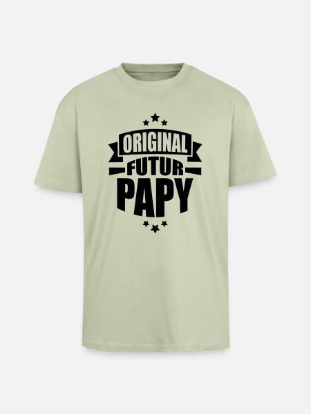 original futur papy - T-shirt unisexe oversize épais - vert sauge léger