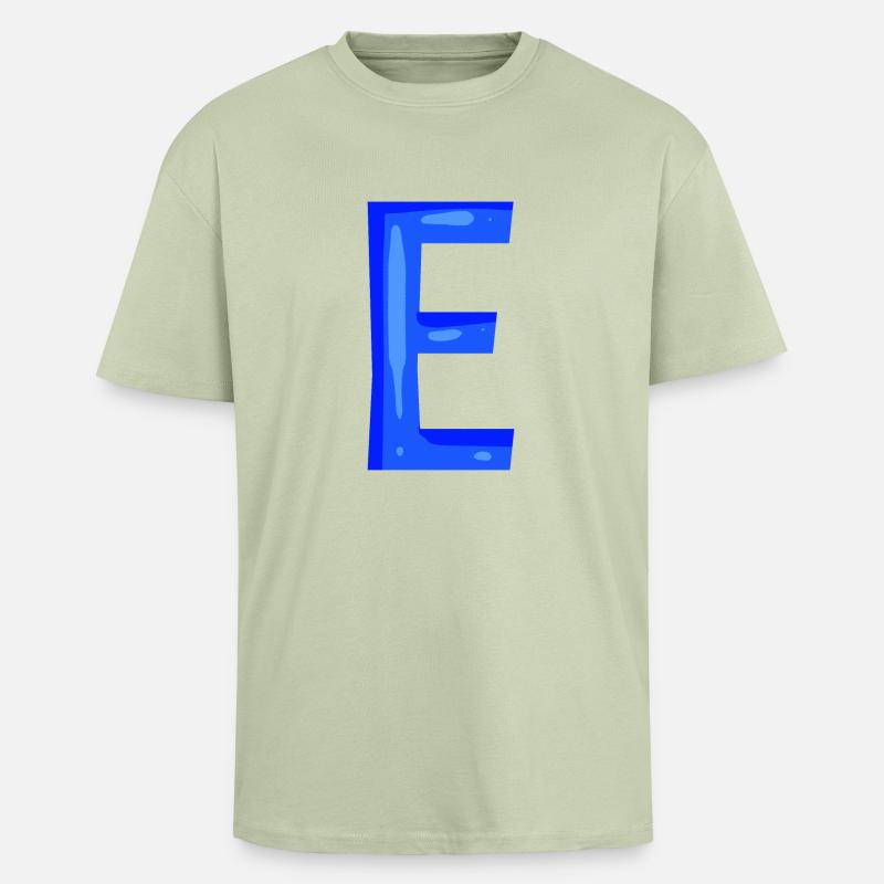 Letter E initial letter blue - Unisex Oversized Heavyweight T-shirt - soft salvia 
