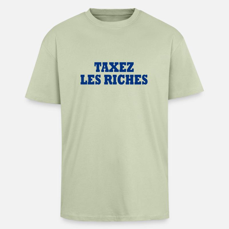 Besteuerung der Reichen - Oversized Heavyweight Unisex T-Shirt - Leichtes Salbeigrün 