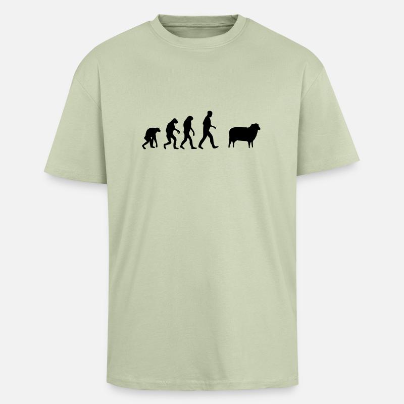schaf evolution - Oversized Heavyweight Unisex T-Shirt - Leichtes Salbeigrün 