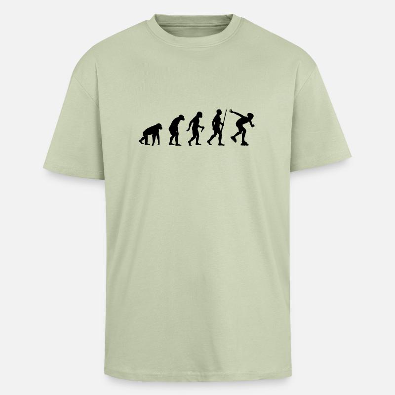 Inline Skater Evolution - Oversized Heavyweight Unisex T-Shirt - Leichtes Salbeigrün 