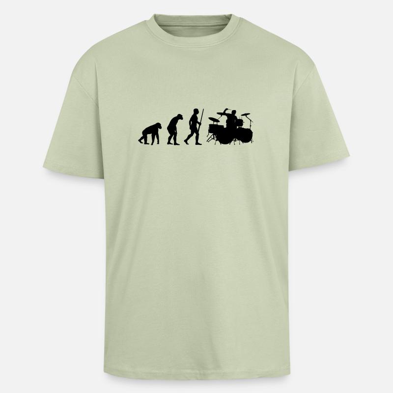 Drummer Evolution - Oversized Heavyweight Unisex T-Shirt - Leichtes Salbeigrün 
