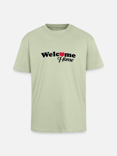 welcome_home_f2 - Oversized Heavyweight Unisex T-Shirt - Leichtes Salbeigrün 