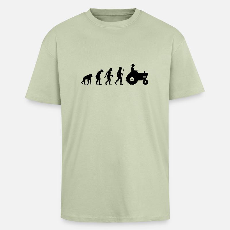 Farmer Evolution - Oversized Heavyweight Unisex T-Shirt - Leichtes Salbeigrün 