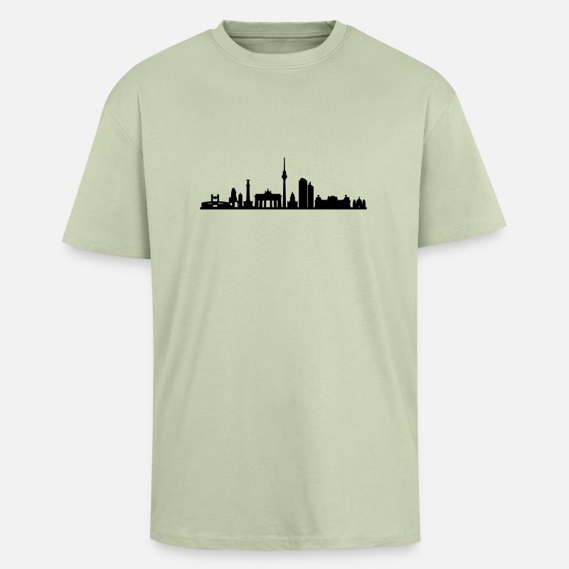 Skyline - Berlin - Oversized Heavyweight Unisex T-Shirt - Leichtes Salbeigrün 