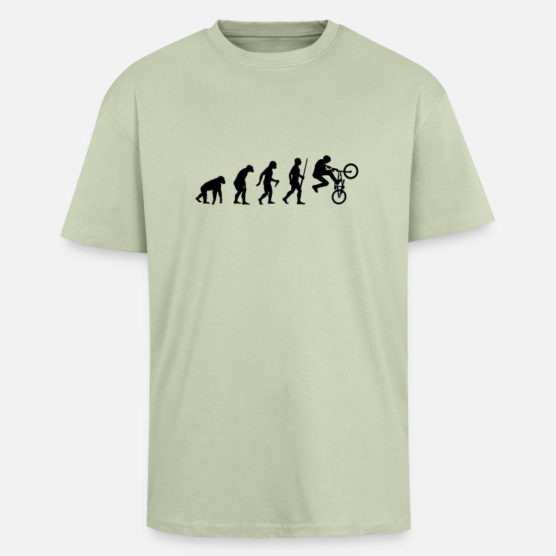 BMX Biker Evolution - Oversized Heavyweight Unisex T-Shirt - Leichtes Salbeigrün 