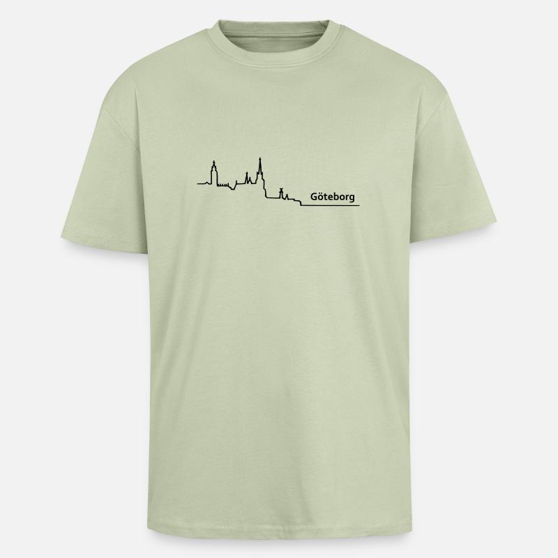 goeteborg skyline - Oversized Heavyweight Unisex T-Shirt - Leichtes Salbeigrün 