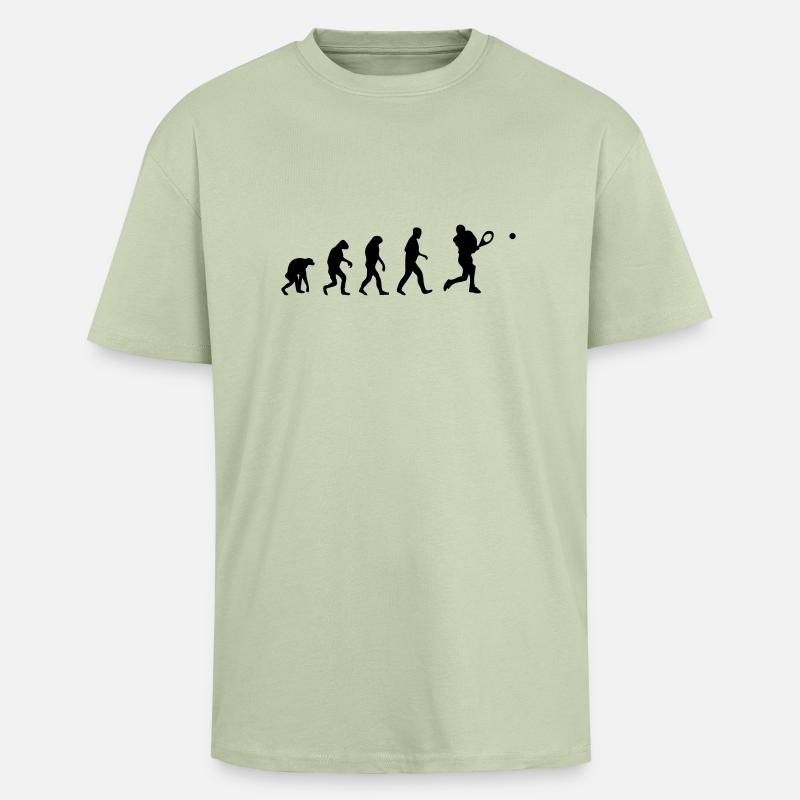 tennis evolution - Oversized Heavyweight Unisex T-Shirt - Leichtes Salbeigrün 