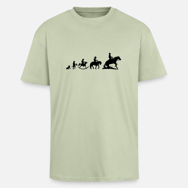 Evolution Boys Westernriding - Oversized Heavyweight Unisex T-Shirt - Leichtes Salbeigrün 