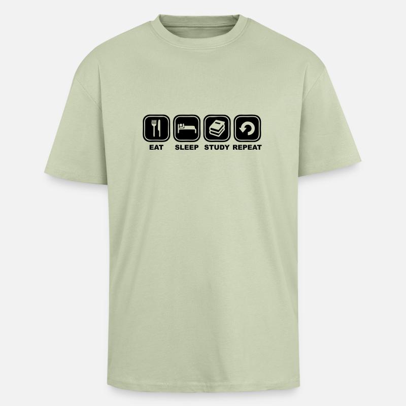 Eat, sleep, study, Repeat - Unisex Oversized Heavyweight T-shirt - soft salvia 