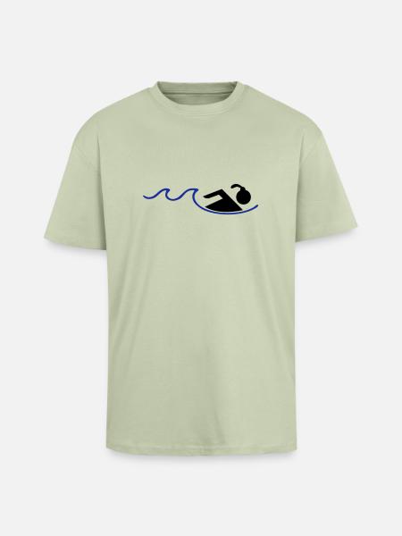 nageur - T-shirt unisexe oversize épais - vert sauge léger 
