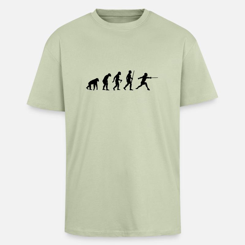 Fencing Evolution - Oversized Heavyweight Unisex T-Shirt - Leichtes Salbeigrün 