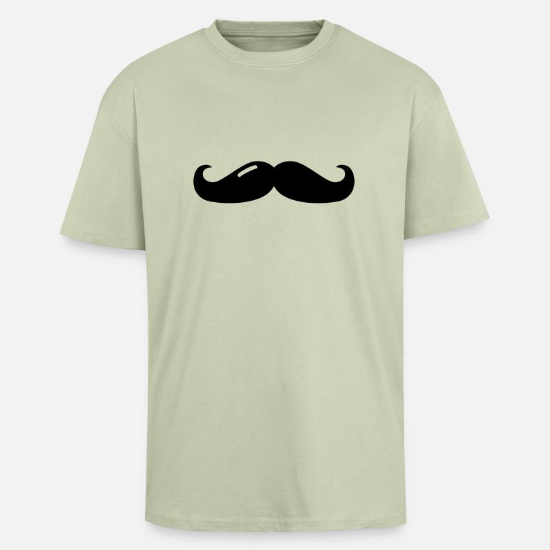 mustache - mustache - beard - beard - Unisex Oversized Heavyweight T-shirt - soft salvia 