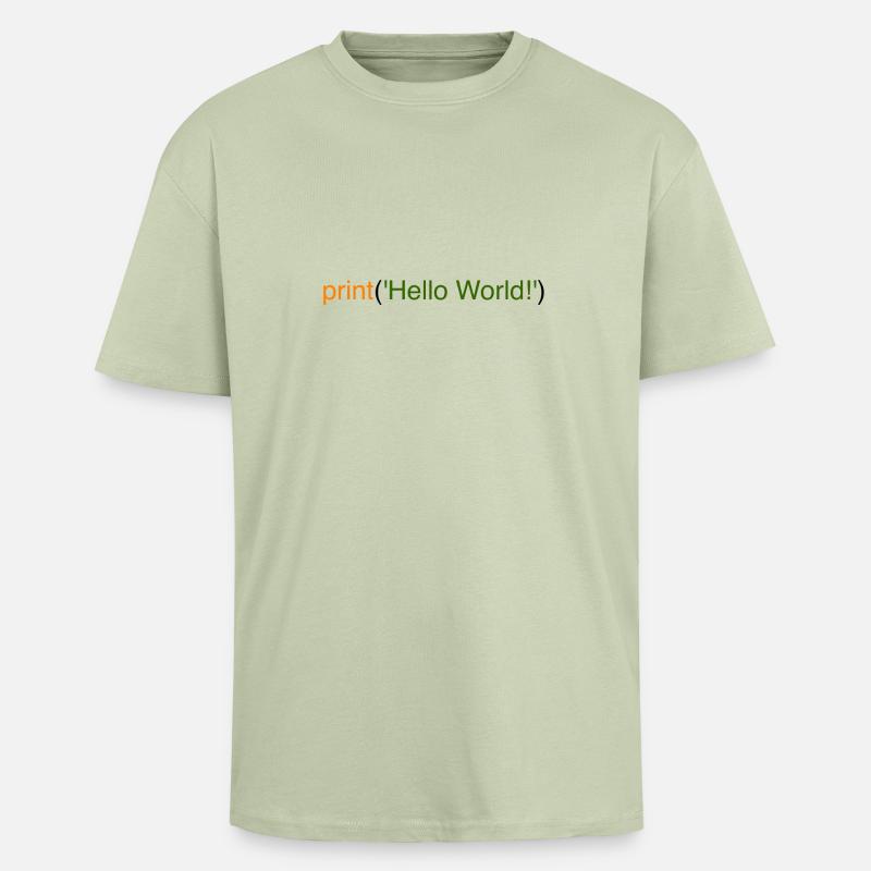 Bonjour le monde Python - T-shirt unisexe oversize épais - vert sauge léger