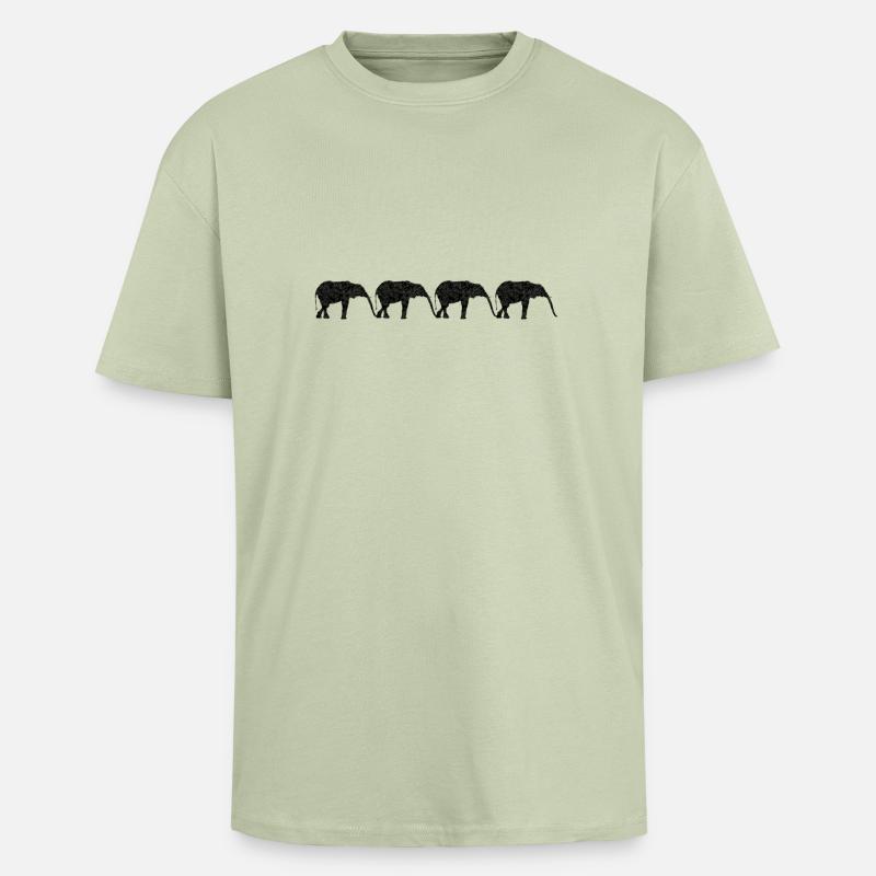 Elephantengruppe - Oversized Heavyweight Unisex T-Shirt - Leichtes Salbeigrün 