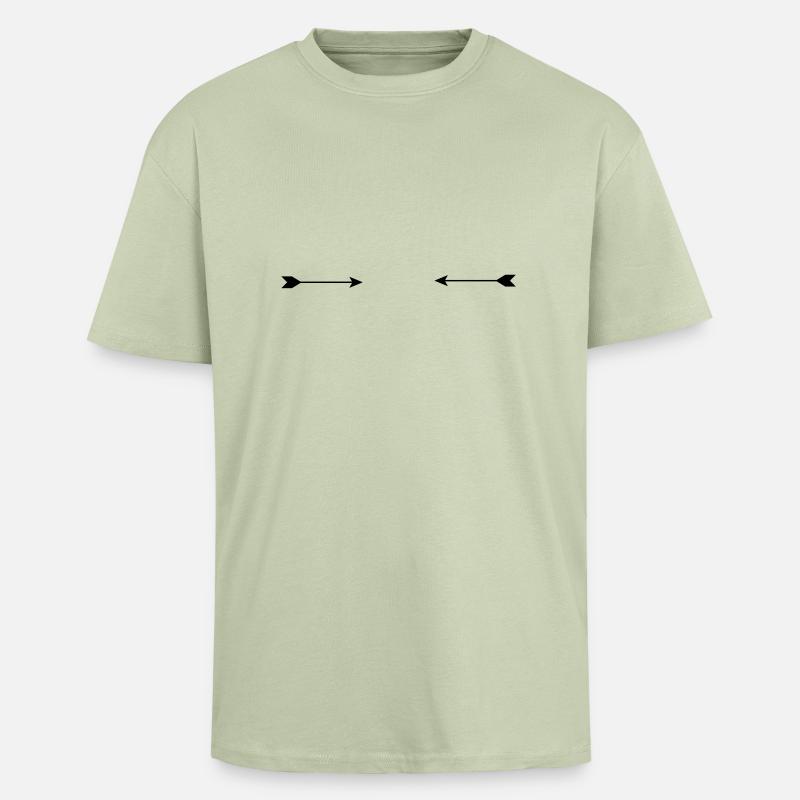 (zwei_pfeile_gegenuber) - T-shirt unisexe oversize épais - vert sauge léger 