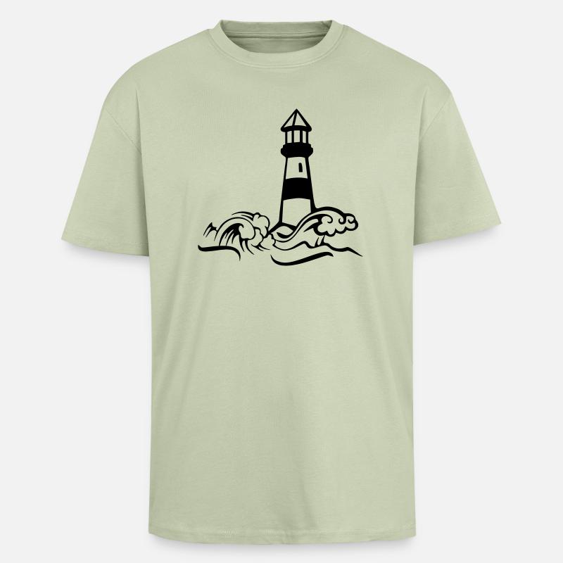 leuchtturm sturm welle - Oversized Heavyweight Unisex T-Shirt - Leichtes Salbeigrün