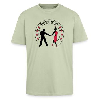 Danse ta vie - T-shirt unisexe oversize épais - vert sauge léger  - Devant - Alina (178cm) & Michal (187cm)