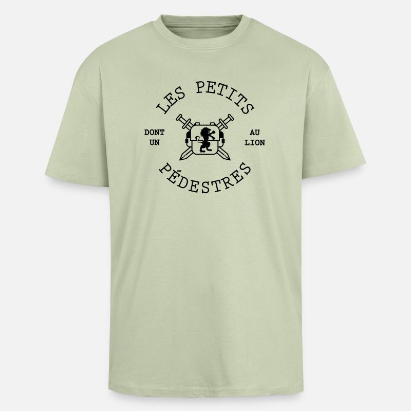 petits pedestres 2 gras - T-shirt unisexe oversize épais - vert sauge léger 