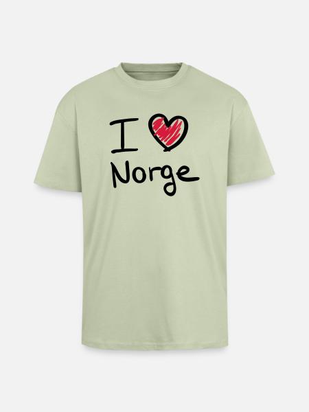 i_love_norge__f2 - Oversized Heavyweight Unisex T-Shirt - Leichtes Salbeigrün 