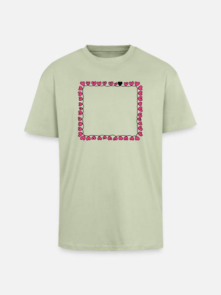 Rahmen Herzen - Oversized Heavyweight Unisex T-Shirt - Leichtes Salbeigrün
