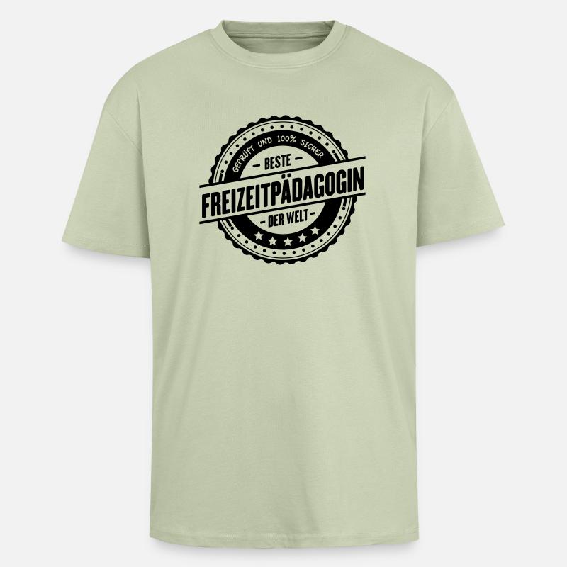 Beste Freizeitpädagogin - Oversized Heavyweight Unisex T-Shirt - Leichtes Salbeigrün 