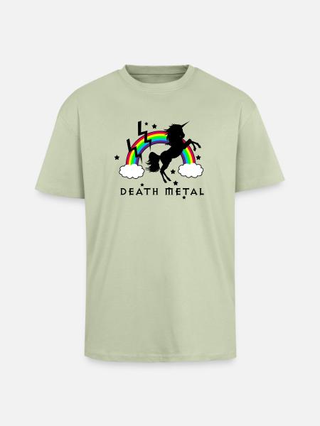 Death Metal Einhorn - Oversized Heavyweight Unisex T-Shirt - Leichtes Salbeigrün 