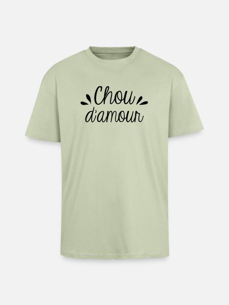 Chou d'amour - T-shirt unisexe oversize épais - vert sauge léger 