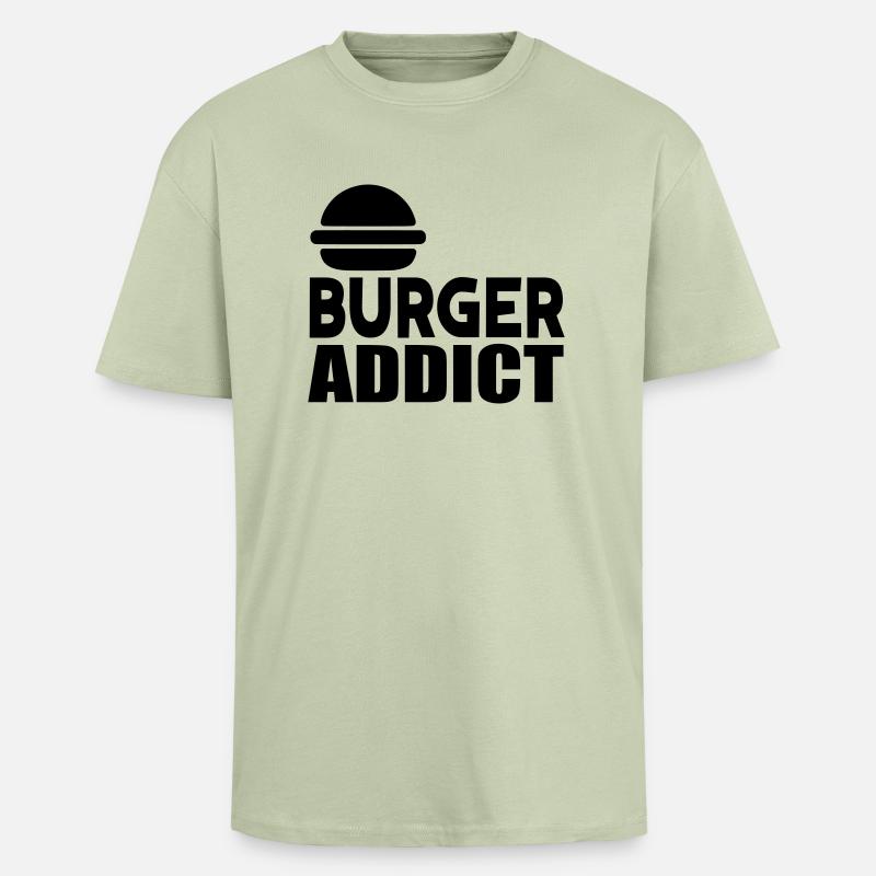 burger süchtig - Oversized Heavyweight Unisex T-Shirt - Leichtes Salbeigrün 