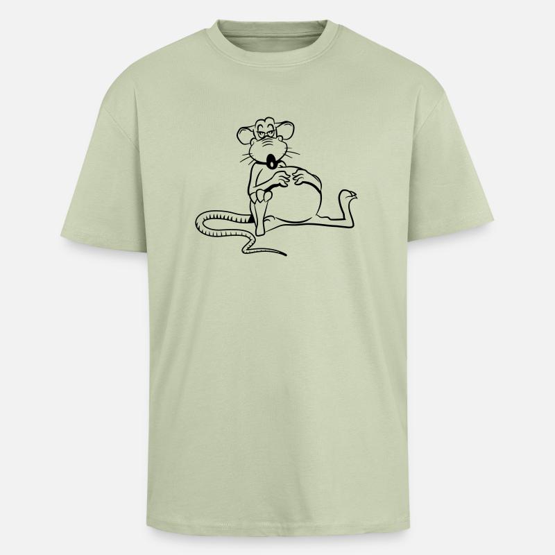 rat fatigué - T-shirt unisexe oversize épais - vert sauge léger