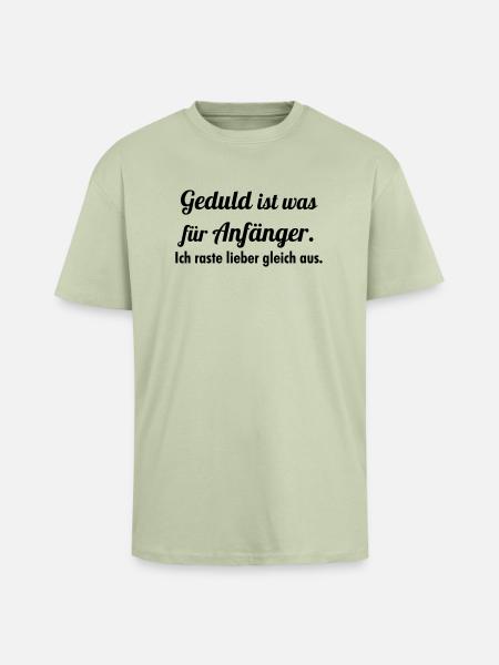 Geduld - Oversized Heavyweight Unisex T-Shirt - Leichtes Salbeigrün 